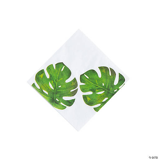 Palm Leaf  Beverage Napkins - 16 Pc.
