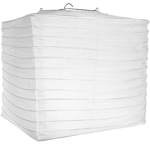 PaperLanternStore 10" White Shimmering Nylon Square Lantern