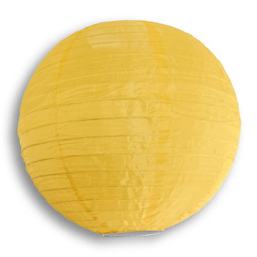 PaperLanternStore 12" Gold Yellow Shimmering Nylon Lantern, Even Ribbing, Durable