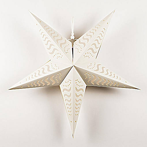 PaperLanternStore 24" Solid White Tidal Waves Cut-Out Paper Star Lantern