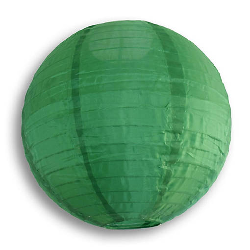 PaperLanternStore 5 PACK 14" Emerald Green Shimmering Nylon Lantern, Even Ribbing, Durable