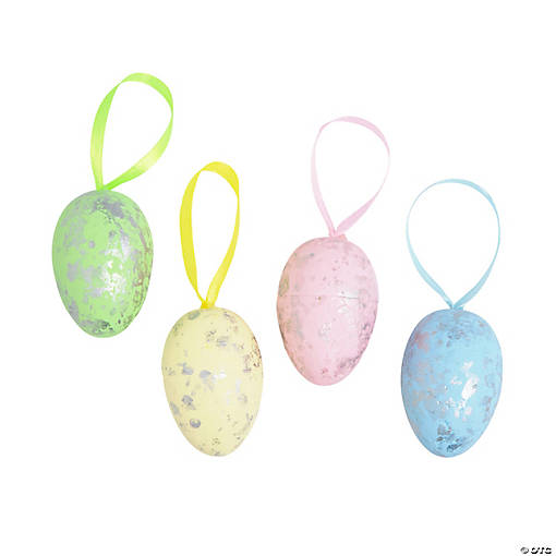 Pastel Metallic Easter Egg Ornaments - 12 Pc.