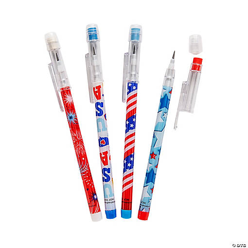 Patriotic Stacking Point Pencils - 24 Pc.