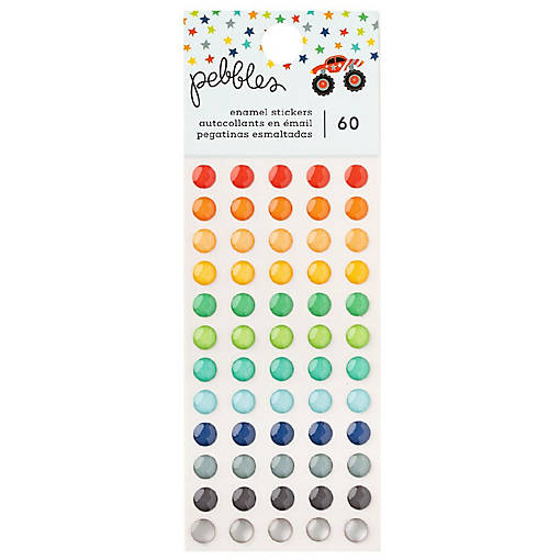 Pebbles Cool Boy Enamel Dots 60/Pkg-Silver Foil