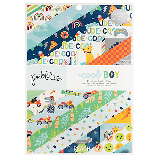 Pebbles Single-Sided Paper Pad 6"X8" 36/Pkg-Cool Boy