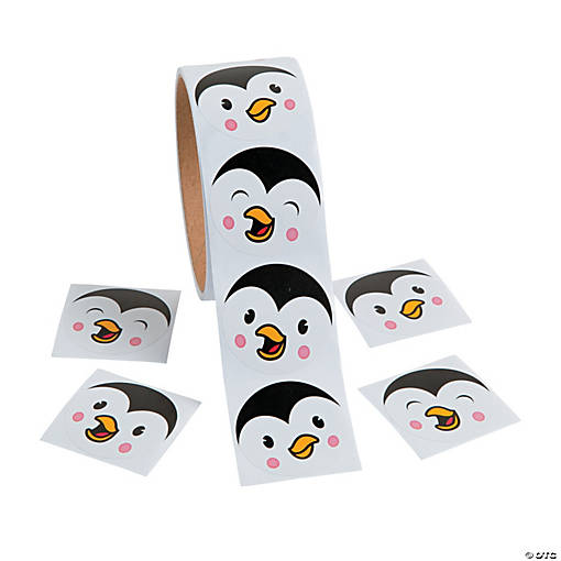 Penguin Face Sticker Roll - 100 Pc.