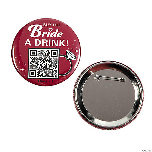 Personalized Bachelorette QR Code Buttons - 12 Pc.