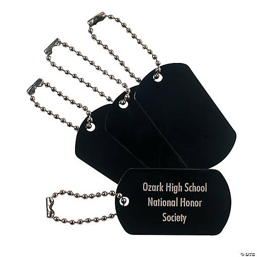 Personalized Black Dog Tag Keychains - 12 Pc.