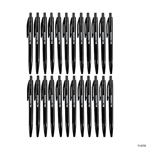 Personalized Black Retractable Pens - 24 Pc.