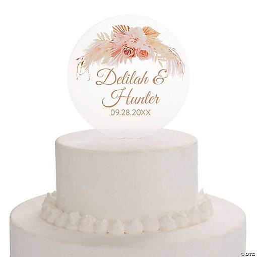 Personalized Boho Clear Cake Topper
