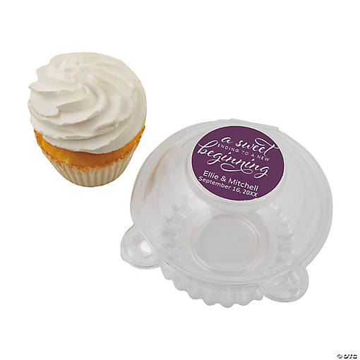 Personalized Clear Wedding Cupcake Clamshells - 12 Pc.