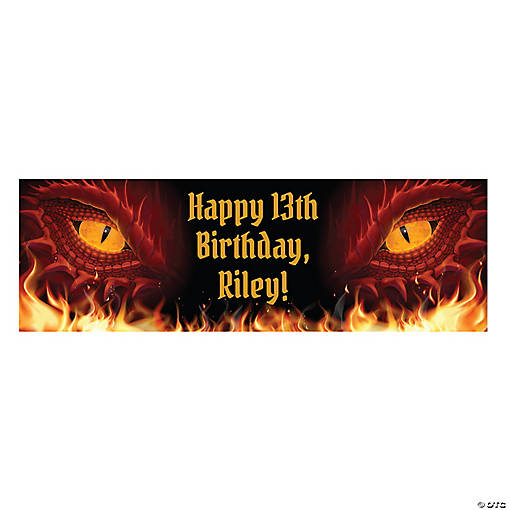 Personalized Dragon Party Banner - Large