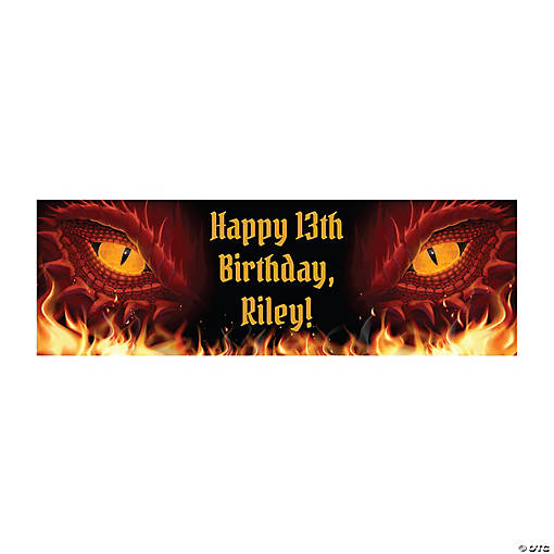 Personalized Dragon Party Banner - Medium