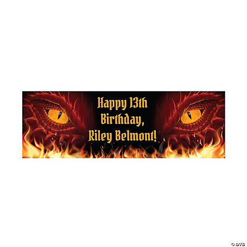 Personalized Dragon Party Banner - Small