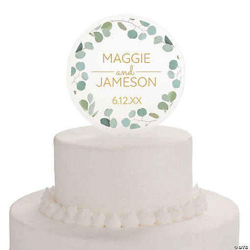 Personalized Eucalyptus Clear Cake Topper