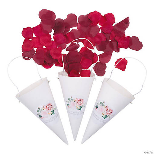Personalized Floral Confetti Cones - 24 Pc.