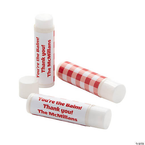 Personalized Gingham Plaid Lip Balm Covers - 12 Pc.