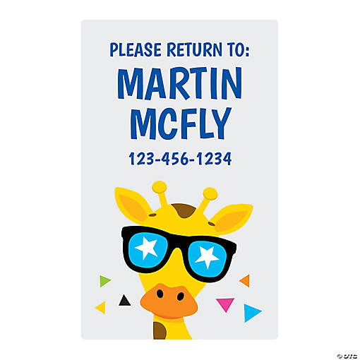Personalized Giraffe Please Return To Stickers - 24 Pc.