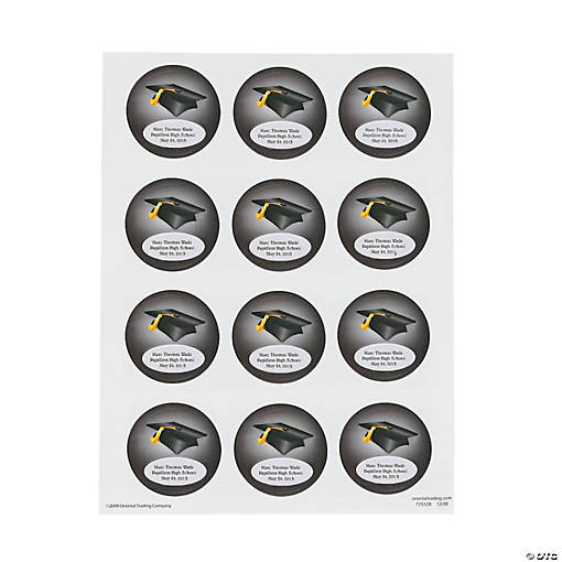 Personalized Graduation Stickers &amp;#8212; Black