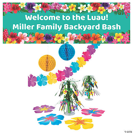 Personalized Luau Hibiscus Decorating Kit &amp;#8211; 10 Pc.