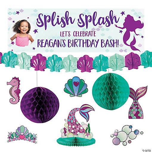 Personalized Medium Mermaid Sparkle Banner Decorating Kit - 10 Pc.