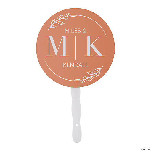 Personalized Modern Initials Round Hand Fans - 12 Pc.