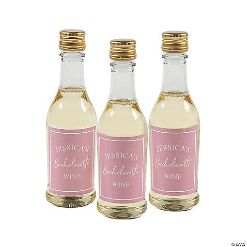 Personalized Modern Script Mini Wine Bottle Labels - 25 Pc.