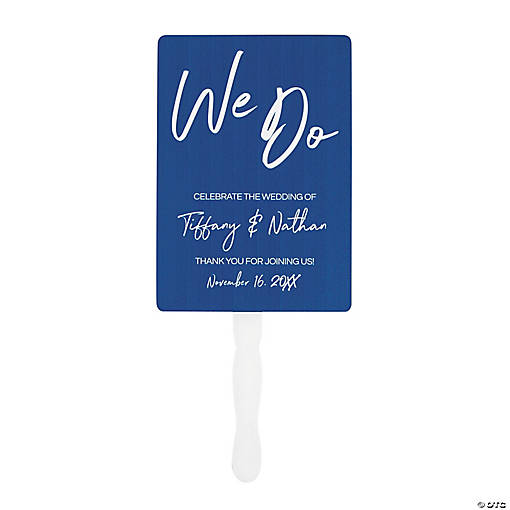 Personalized Modern Script We Do Wedding Hand Fans - 12 Pc.
