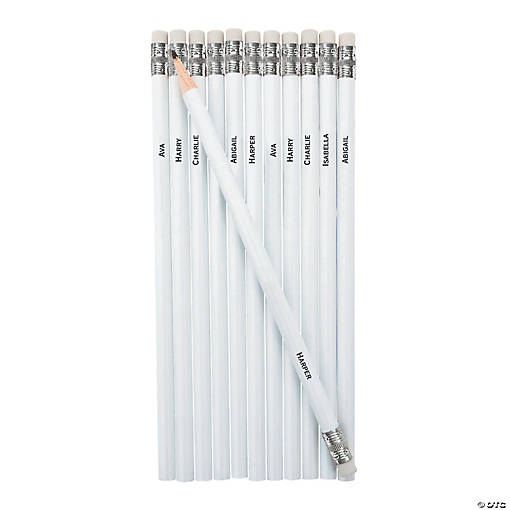 Personalized Multi Name White Pencils - 24 Pc.