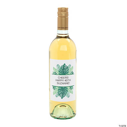 Personalized Palm Leaf Wine Bottle Labels - 12 Pc.