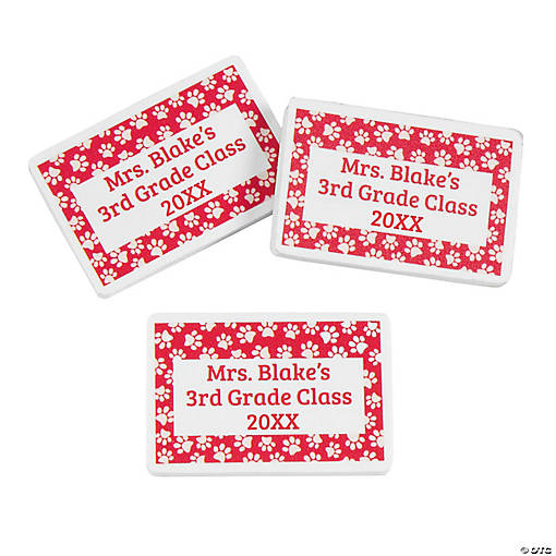 Personalized Paw Print Erasers - 24 Pc.