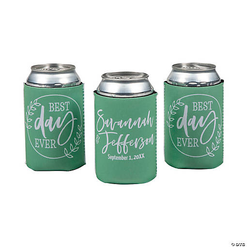 Personalized Premium Modern Script Best Day Ever Can Coolers - 12 Pc.