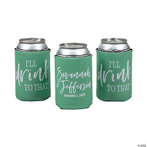 Personalized Premium Modern Script Drink to That Can Coolers - 12 Pc.
