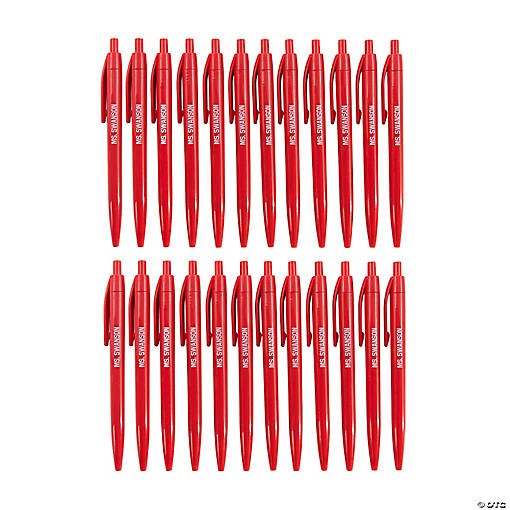 Personalized Red Retractable Pens - 24 Pc.