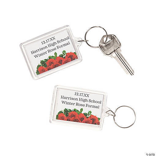 Personalized Rose Key Chains - 12 Pc.
