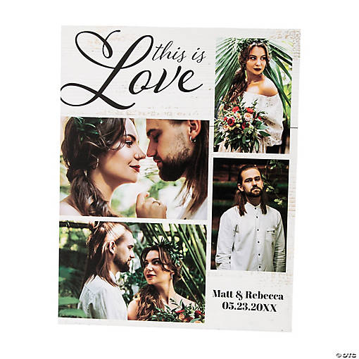 Personalized Rustic Wedding Photo Collage Table Sign