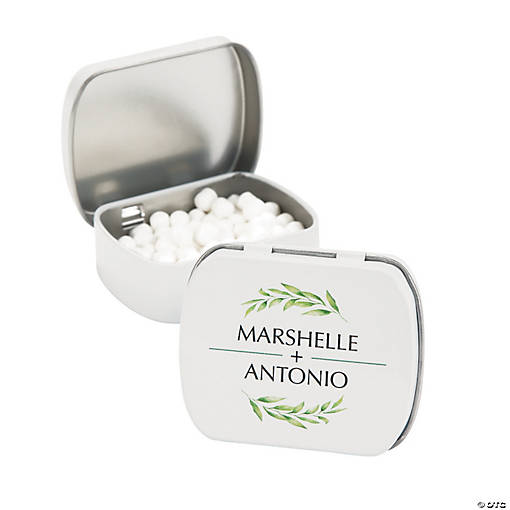 Personalized Spring Greenery Mint Tins - 24 Pc.
