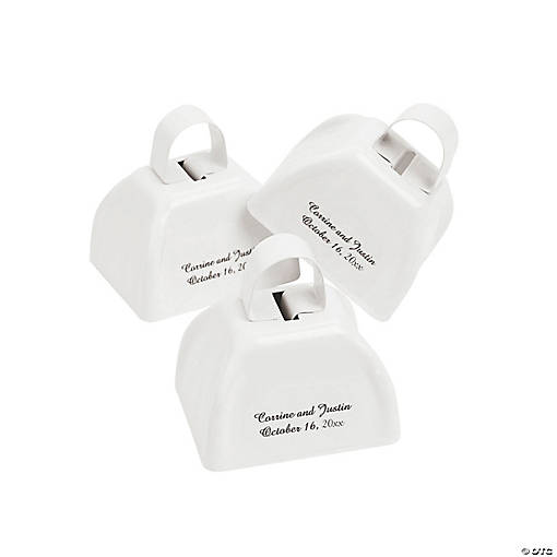 Personalized White Cowbells - 12 Pc.