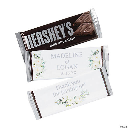 Personalized White Floral Candy Bar Labels - 12 Pc.