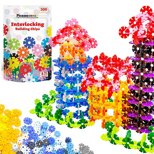 PicassoTiles 300pc Building Chips Interlocking Disc Construction Blocks