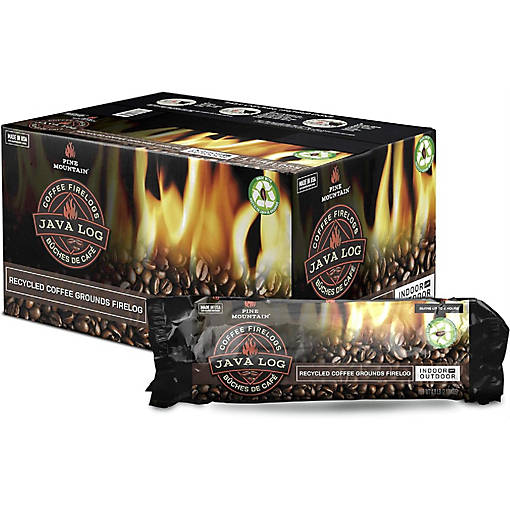 Pine Mountain Java-Log Firelog, Recycled Coffee Grounds Pack of 4