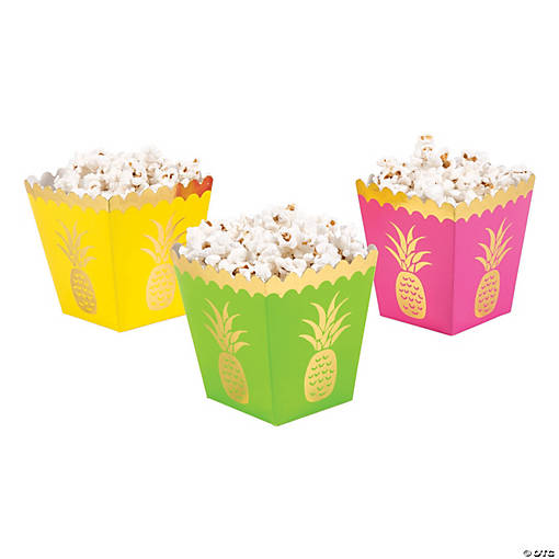 Pineapple Popcorn Boxes - 12 Pc.