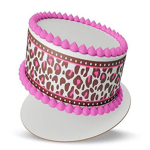 Pink Cheetah Edible Cake Border Strips
