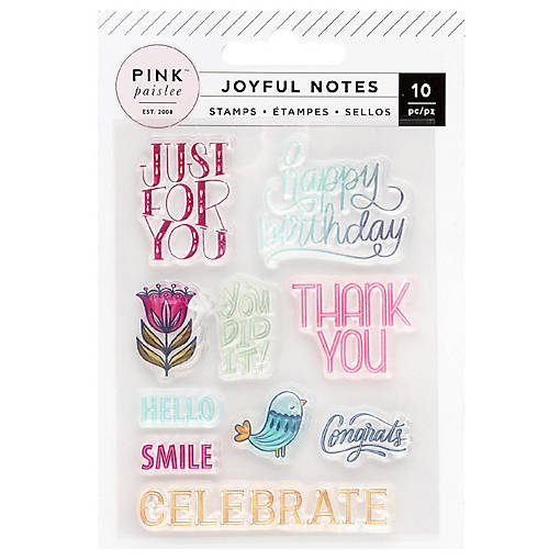 Pink Paislee Joyful Notes Clear Stamps-10/Pkg