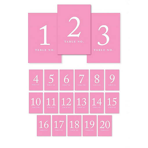 Pink Perforated Table Numbers 1 20