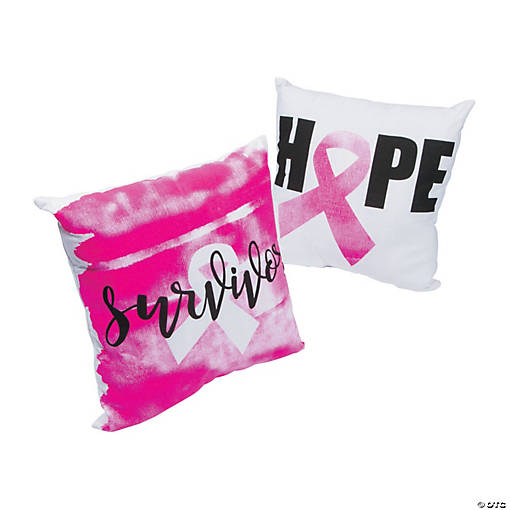 Pink Ribbon Throw Pillows - 2 Pc.