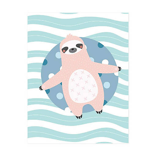 Pink Sloth Float Nursery Art 8.5x11in