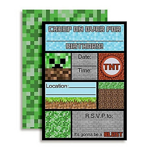 Pixel Miner Invitations 40pc. by AmandaCreation