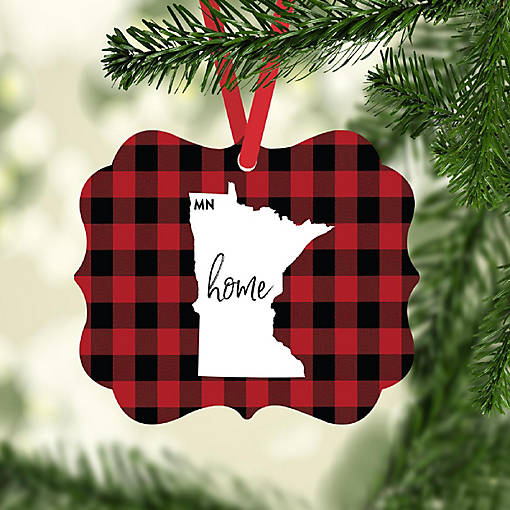 Plaid Fancy Frame Ornament Minnesota