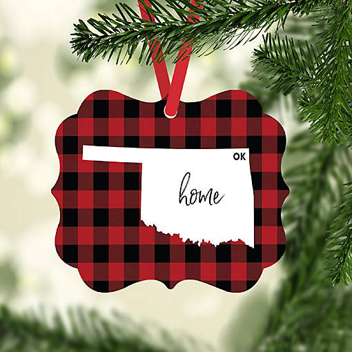 Plaid Fancy Frame Ornament Oklahoma